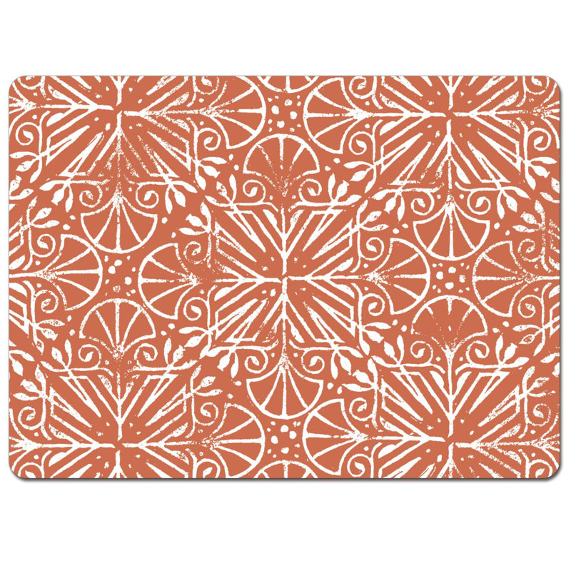 Ensemble de 4 napperons Mohave Southwest, Orange/Blanc