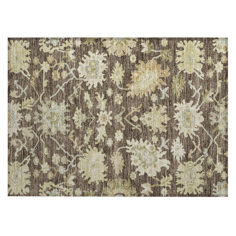 Machine Washable Indoor/Outdoor Cicel ACN1150 Chocolate, Rectangle 1'8" x 2'6"