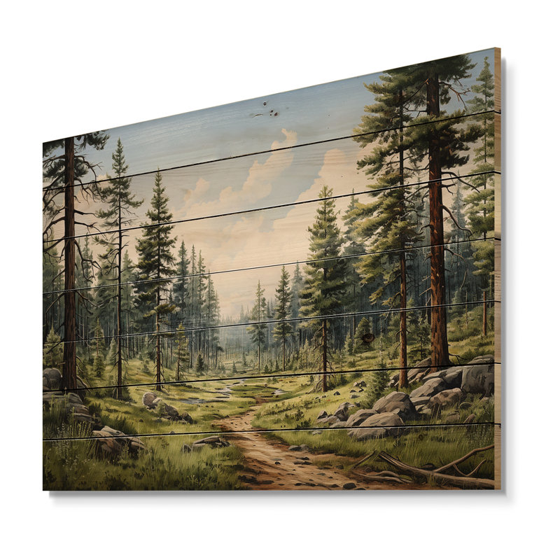 Pin «Whispering Pines II» - impression sans cadre sur bois, H 24 po x l 32 po x P 0,78 po