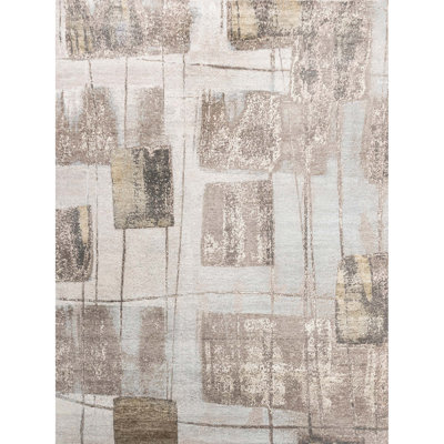 Hand Woven Silk and Wool Abstract Area Rug