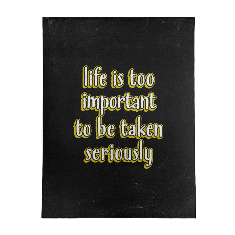 Tapis en polyester à style tableau noir levity quote life, Rectangle 9 pi x 12 pi
