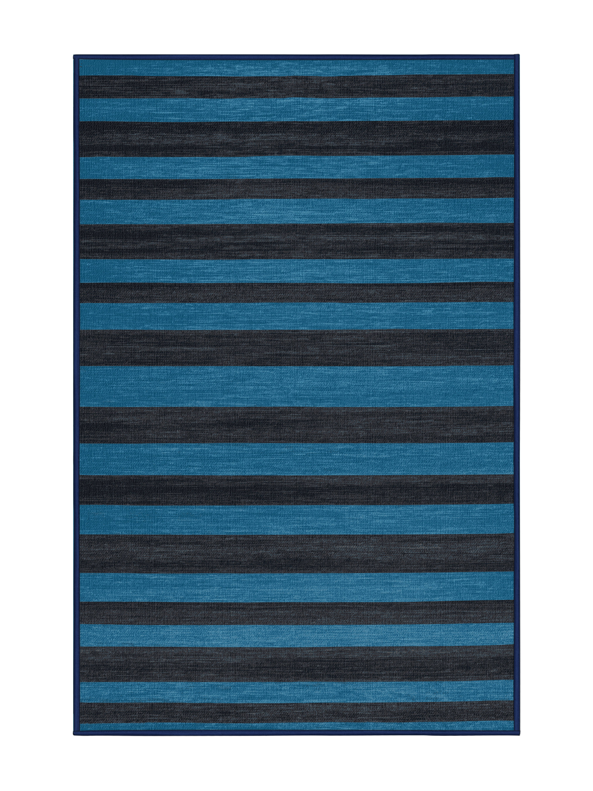 Hokku Designs Machine Washable Horizontal Stripes Blue Area Rug | Wayfair