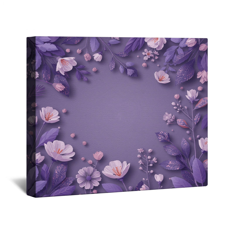 Toile tendue à motif floral mauve en plusieurs tailles, 16 x 20 inches