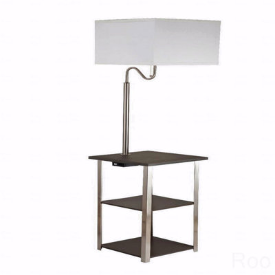 Square Side Table, 58" Tall" Dru"  Floor Lamp With Charging And Usb Port