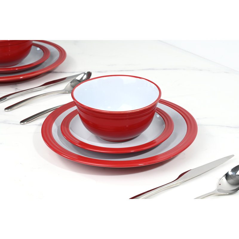 Waterside 16pc Camden Stoneware Dinner Set, Red