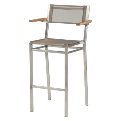 Equinox Sling Bar Stool with Teak Arms