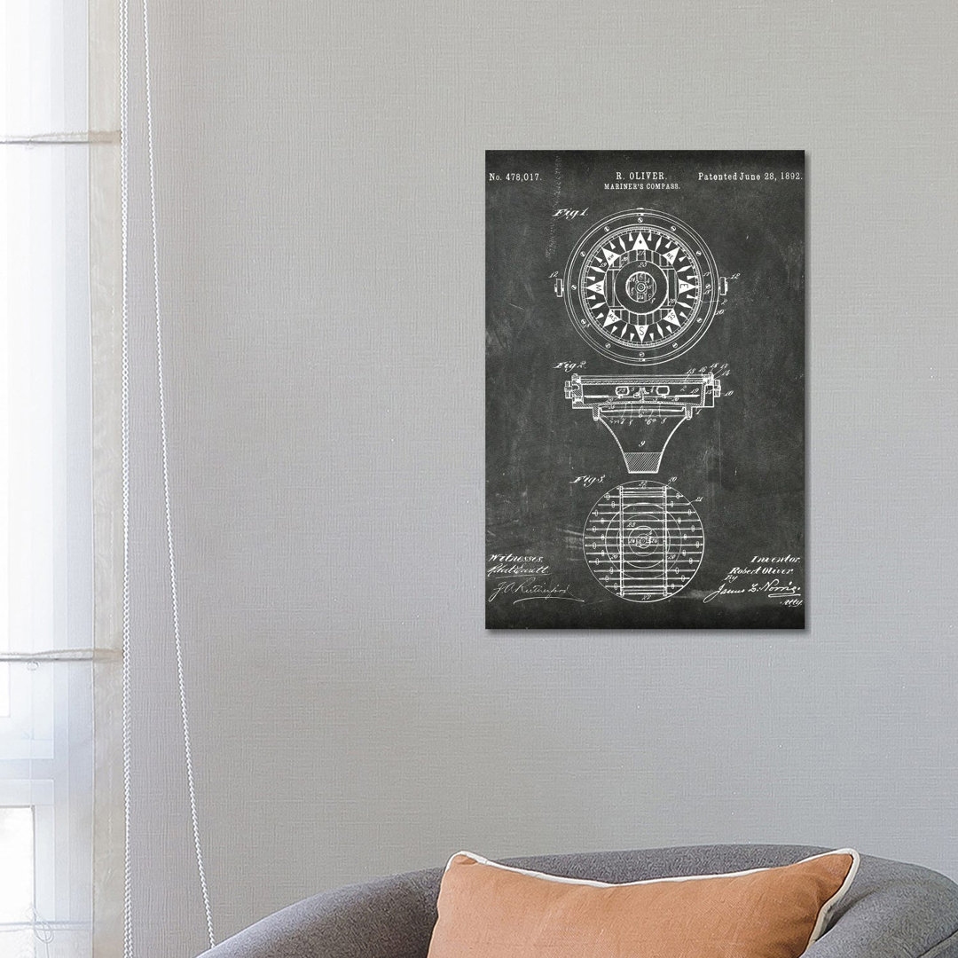 Mariner's Compass Patent I von Paul Rommer - Galerie-verpackte Leinwand Giclée auf Leinwand