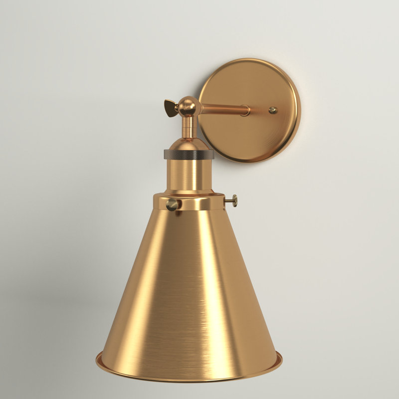 Mekhail 1 - Light Gold Shade Classic Dimmable Swing Arm Wall Sconces