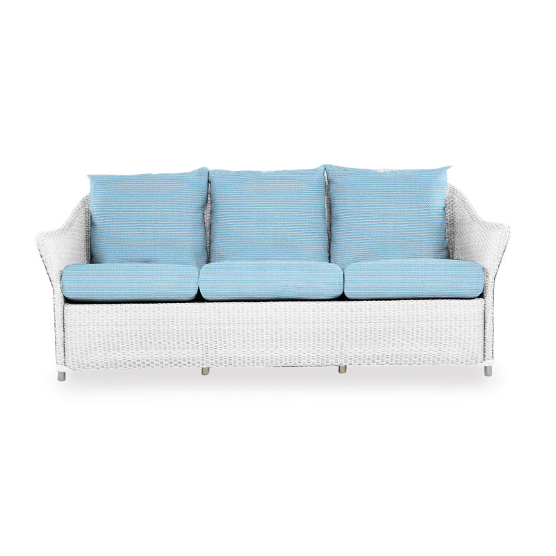 Weekend Retreat Outdoor 3 - Seat Patio Sofa, White, Bamboo Bay Sky