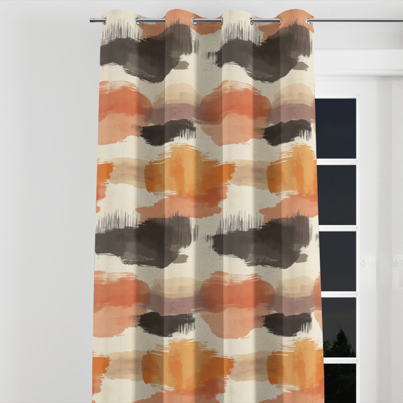 Rideaux abstraits - 1 panneau à œillets Boho Warm Horizon, L 52 po x L 90 po, Œillets argentés