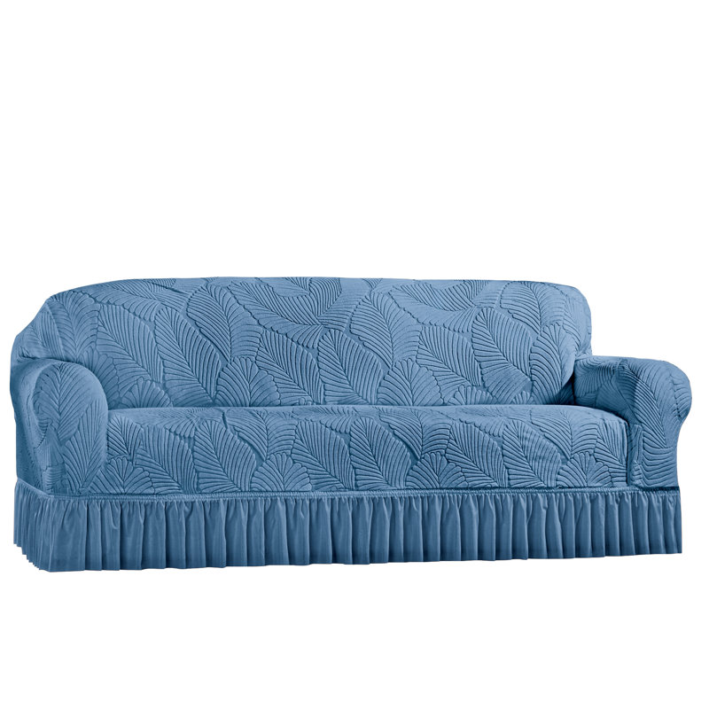 Housse à jupe à volants texturée, Bleu texturé