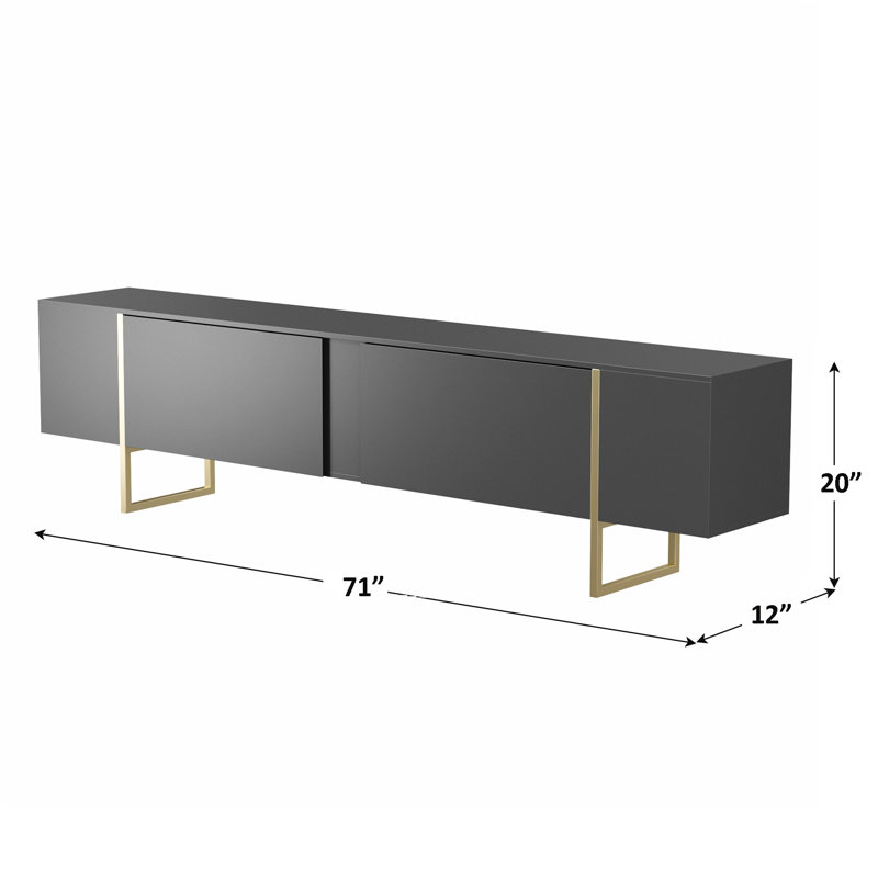 Tv Stand 71” With Gold Legs, Black