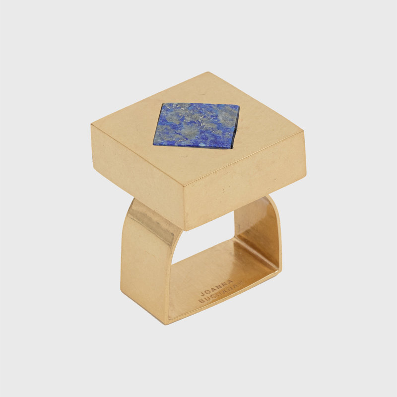 Deco Cube Napkin Rings, Worn Gold/Lapiz Lazuli
