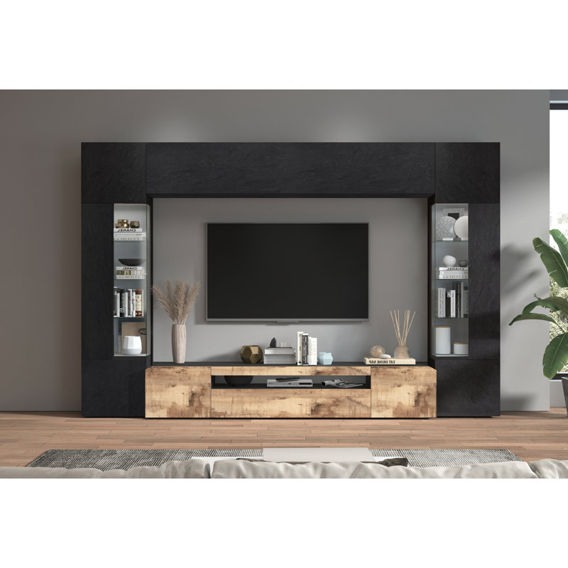 Calsey Entertainment Centre for TVs up to 88", Anthracite/Maple