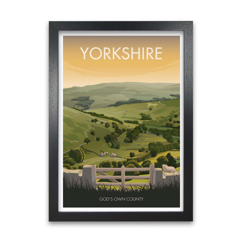 Yorkshire Travel - Print, 42cm H x 29.7cm W x 3cm D, Black Framed Paper