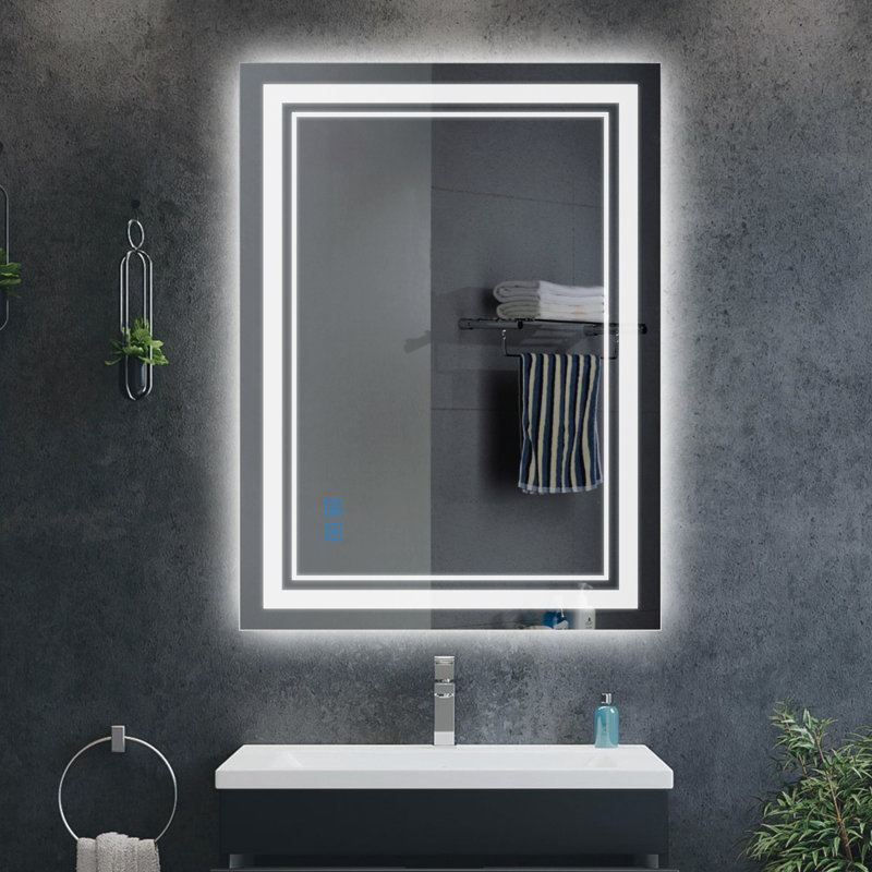 Flat LED Wall Mirror, 28''H X 60''W