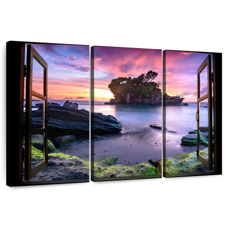 Fenêtre Gillard à la plage de Tanah Lot, H 28 po x l 45 po