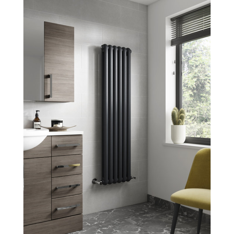 Salvia Vertical Designer Radiator, Grey, 150 cm H x 38.3 cm W