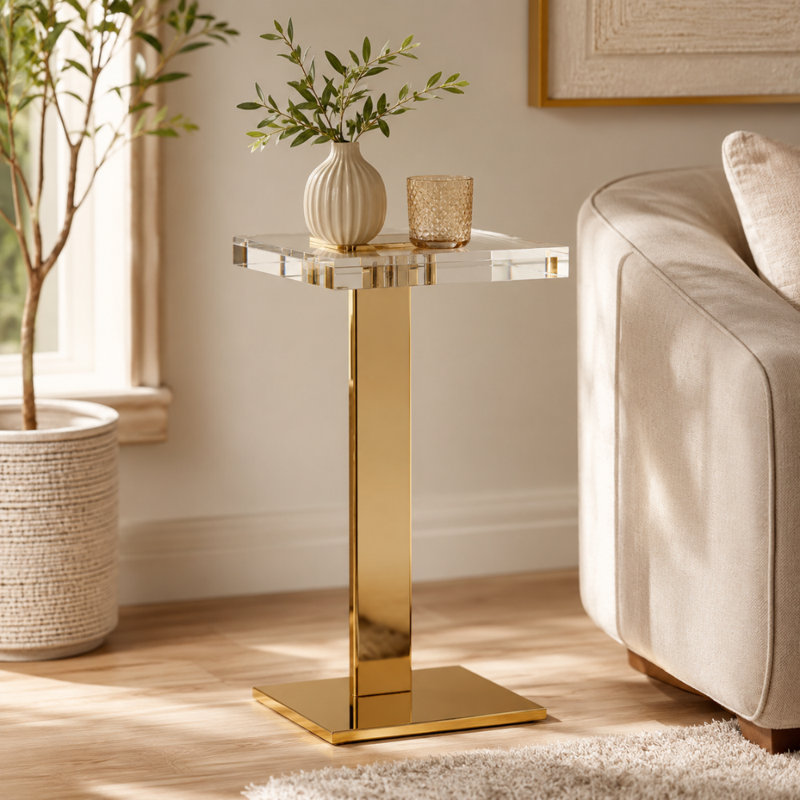 Stainless Steel Top End Table Set End Table