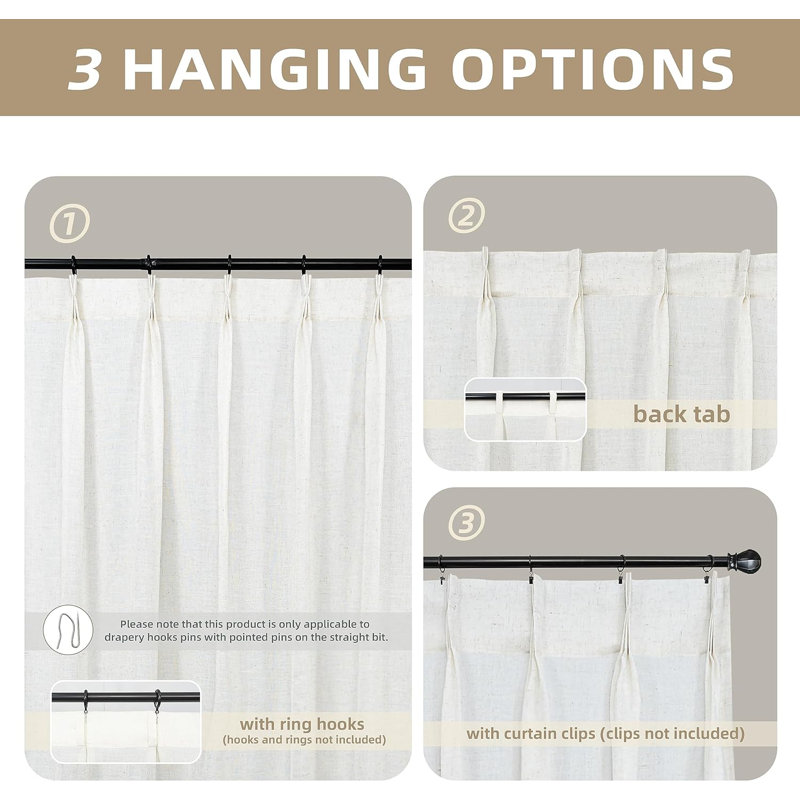 Couto Linen Blend Sheer Curtain Pair, 52" W x 132" L