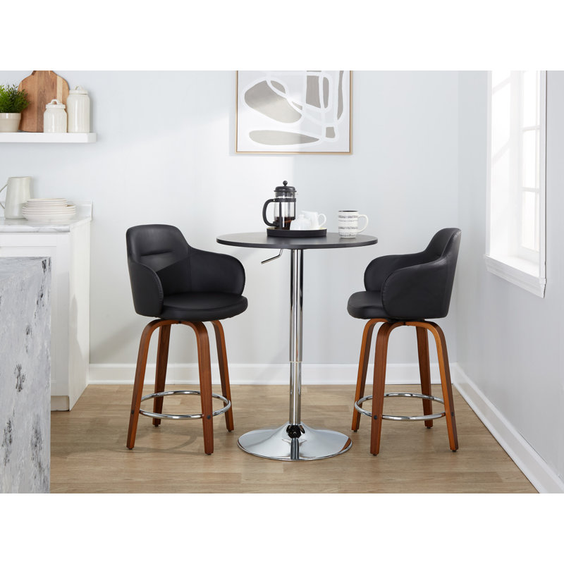Boyne 24" Fixed-Height Counter Stool Walnut & Black, Walnut/Chrome, Black