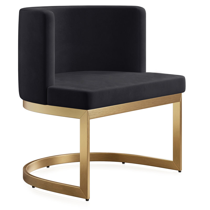 Chaise d'appoint 26,77 po, Velours noir, Or