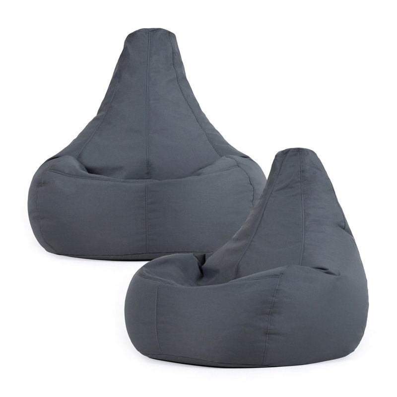 Bean Bag Bazaar Dalton Water-Resistant High Back Recliner Bean Bag, Dark Grey