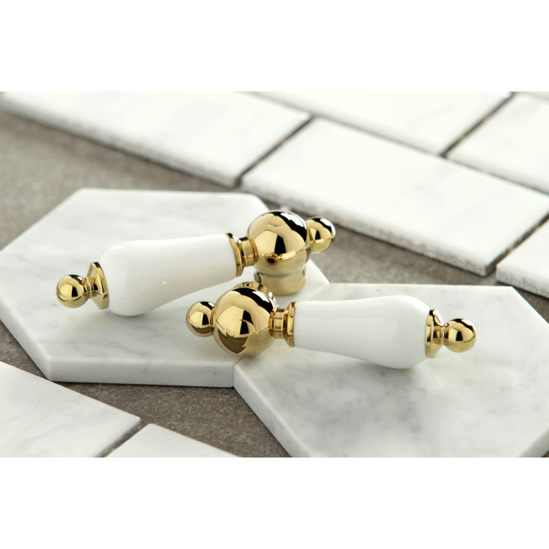 Kingston Brass Heritage Two-Handle 4-Hole 8" Centerset Kitchen Faucet with Brass Side Sprayer, Polished Brass