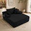 Chaise longue d'intérieur surdimensionnée avec 3 coussins, fauteuil en velours côtelé noir de 143 cm pour salon