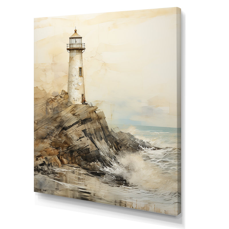 «Minimal Grey Light House I», reproduction sur toile, Toile tendue, H 32 po x l 16 po