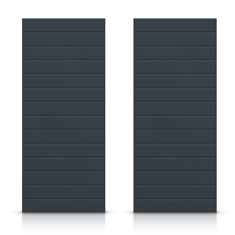 Panelled Manufactured Wood Sliding Closet Doors, Charcoal Grey, 60" x 80"