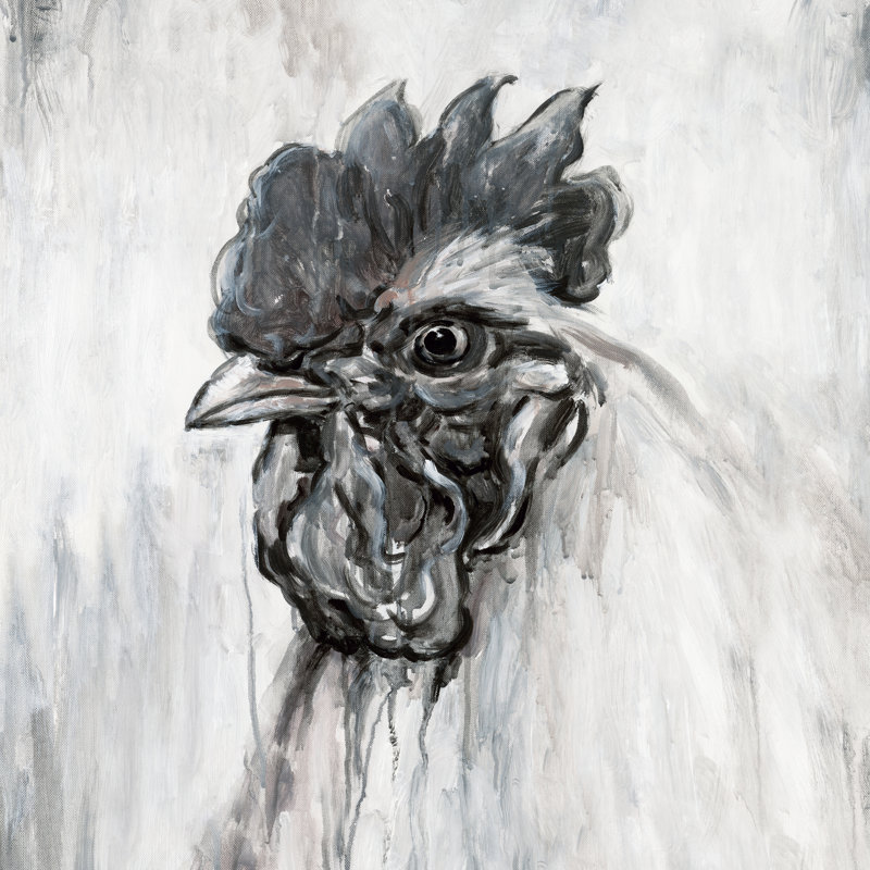 Inky Rooster - Wrapped Canvas Print, 30cm H x 30cm W x 3.8cm D