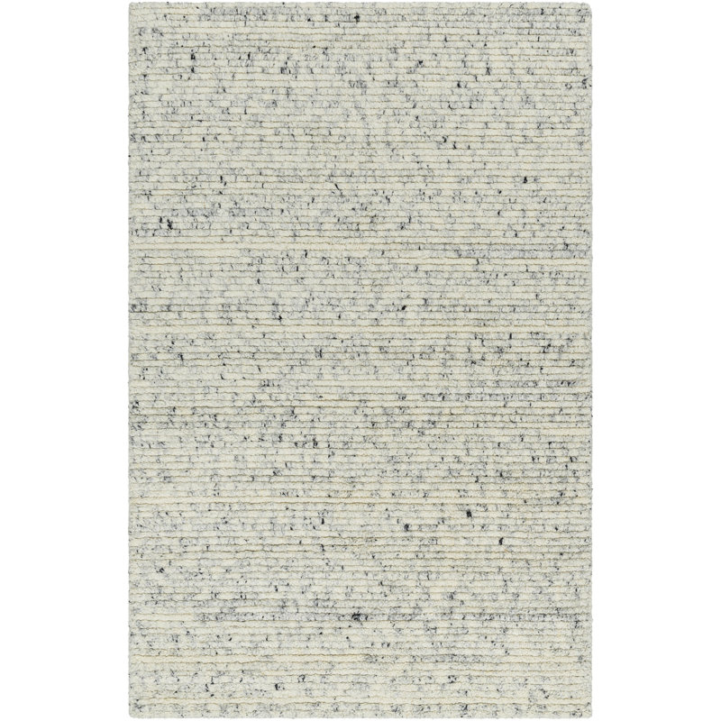Tapis en laine tissé à la main de couleur unie Morell en frêne / gris argenté / argent métallique, Rectangle 12 pi x 15 pi