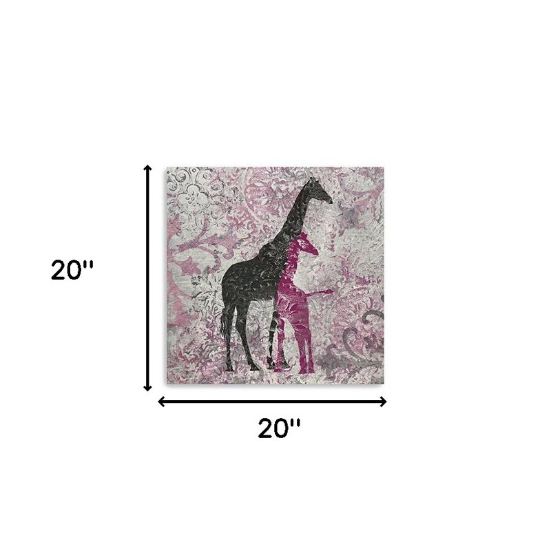 «Exotic Pink Giraffes», art mural sans cadre