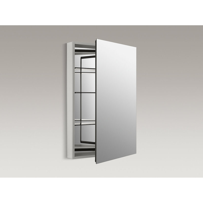 Catalan Surface Mount Recessed 1 Door Medicine Cabinet with 3 Adjustable Shelves, 36.13" H x 24.13" W x 4.75" D