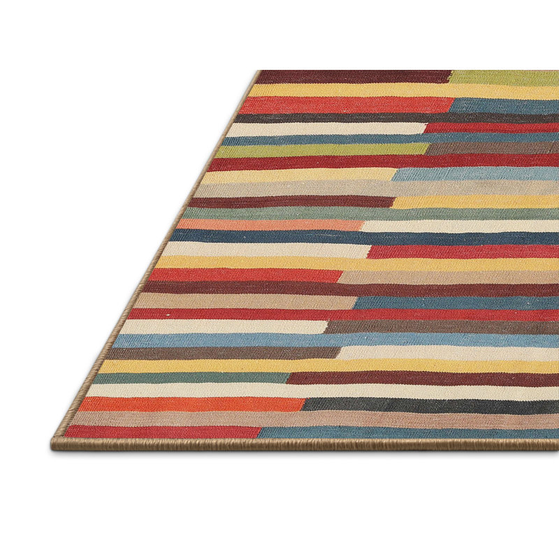 Tapis rouge/beige/bleu contemporaine Crooke, Rectangle 5 pi x 7 pi