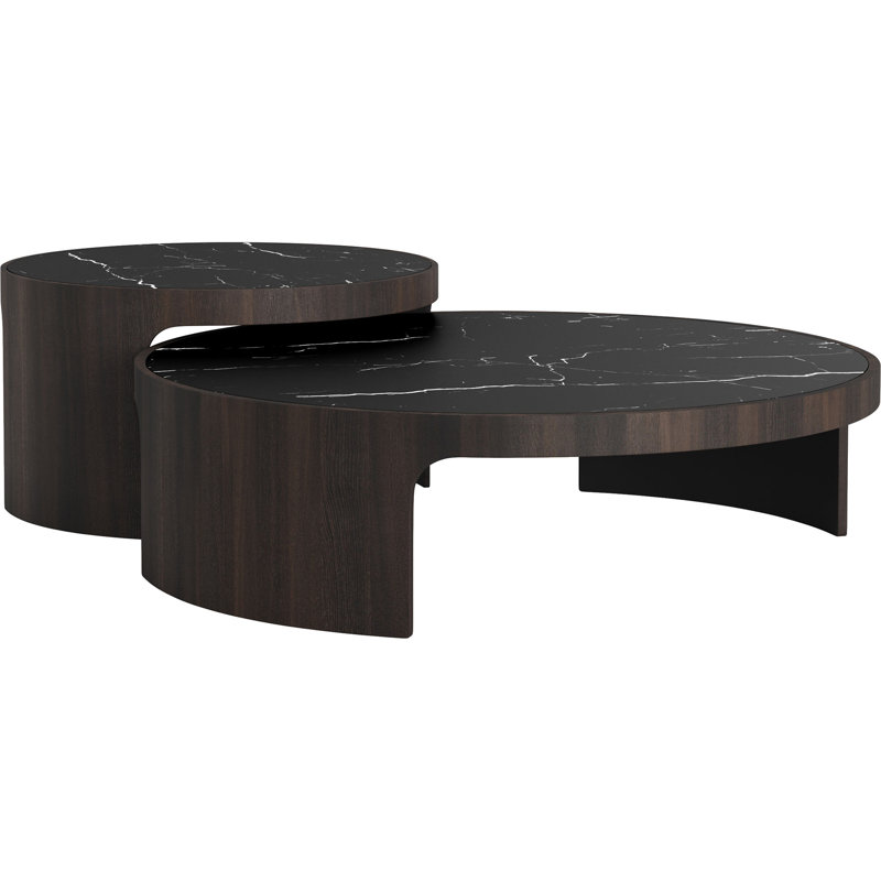 Caliann Solid Wood Nesting Coffee Table, Black