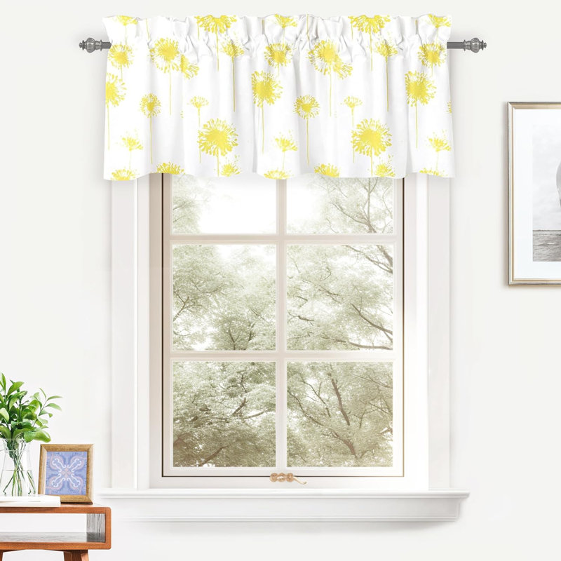 Burkittsville Floral Tailored Window Valance, Yellow, 52" W x 18