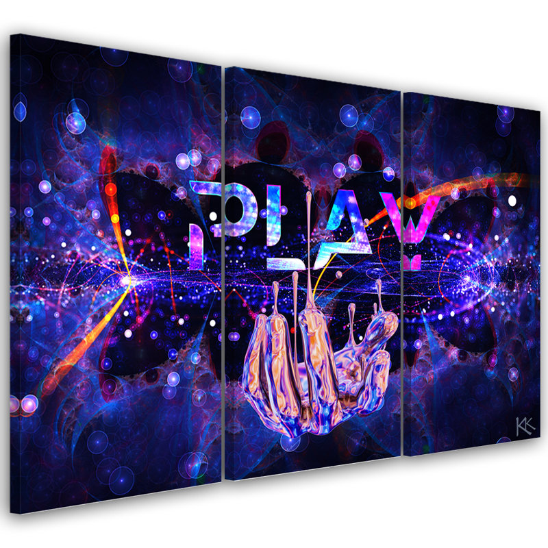 Neon With The Inscription Game - No Frame Print on Canvas