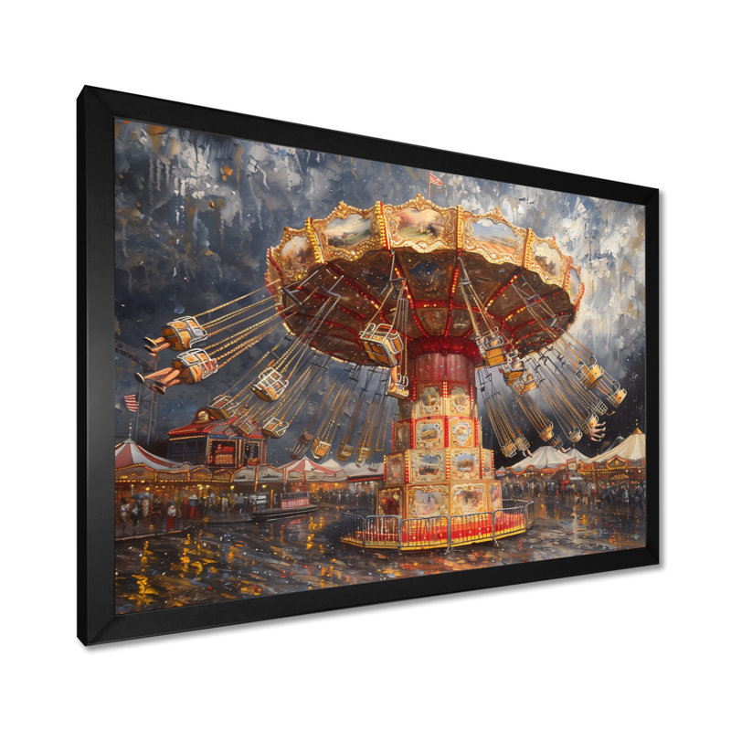 «Carousel Amusement Parks Adventure III - Décoration murale parcs d'attractions, H 34 po x l 44 po, Cadre simple noir