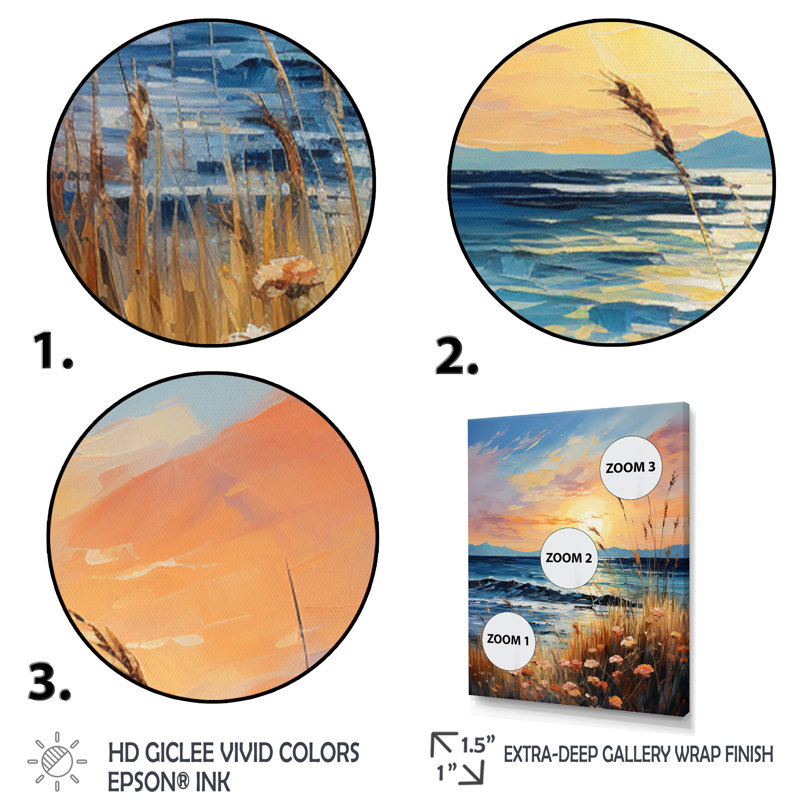 «Beach Grass At Sunrise - Coastal Beach», reproduction d'art, H 20 po x l 12 po x P 1 po, Toile tendue