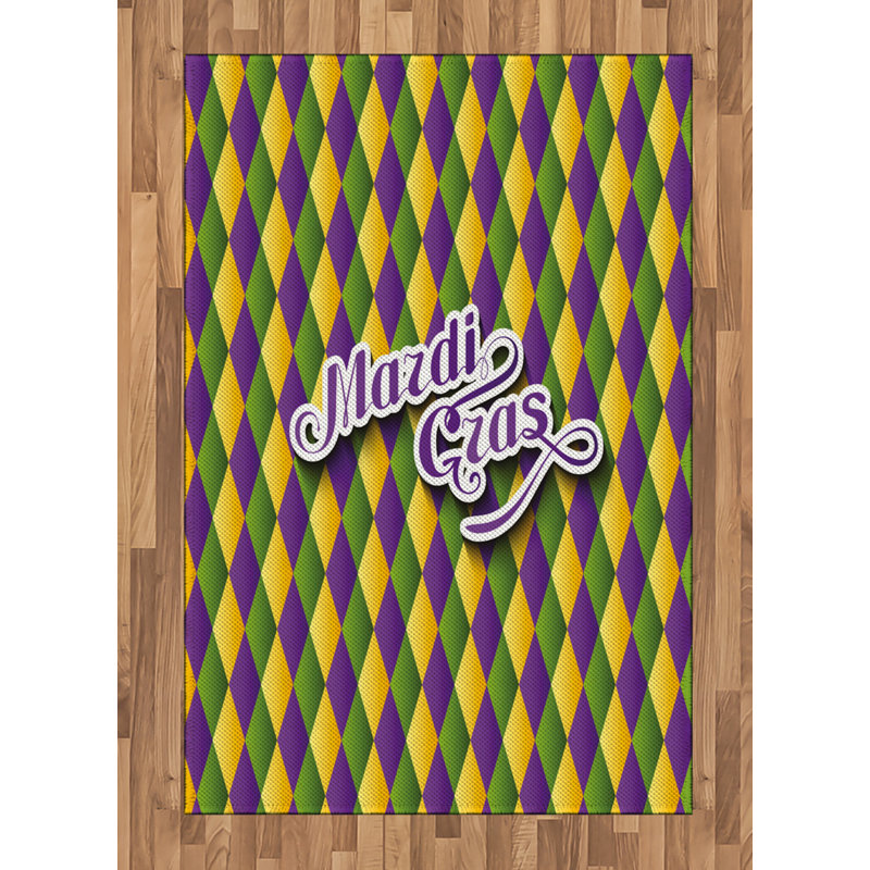 Mardi Gras High Density Long Fiber Poly Threads Decorative Area Rug Carpet, Rectangle 4' x 5'8"