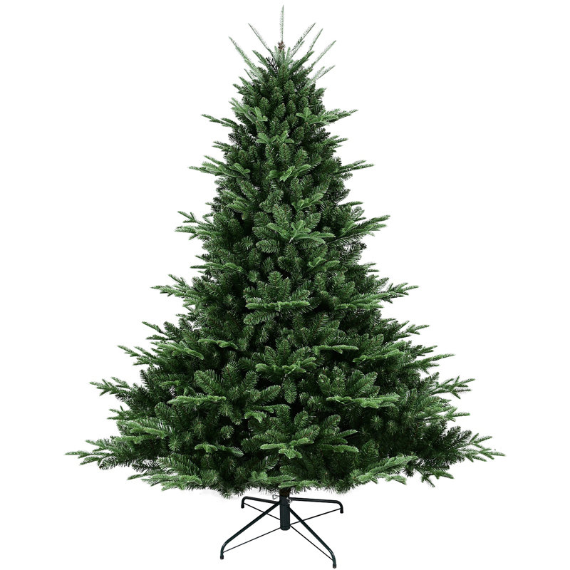 Arbre de Noël pleine forme 9 pi avec 3451 pointes - aiguilles mixtes en PE / PVC, base large pour les grands espaces, structure à charnières pour une installation facile, support en métal pour un soutien solide *