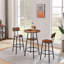 Round Bar Stool Set With Shelves, Stool With Backrest Rustic Brown, 23.6'' Dia X 35.4'' H