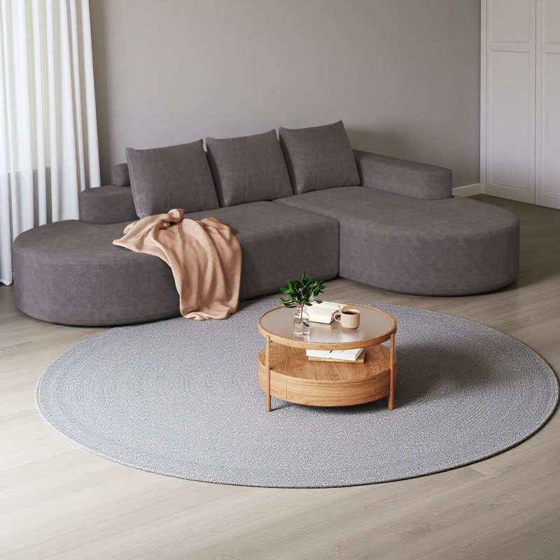 Canapé modulaire incurvé moderne, ensemble de canapé modulaire revêtu de chenille, canapé modulaire en L 108,5 po avec 3 coussins
