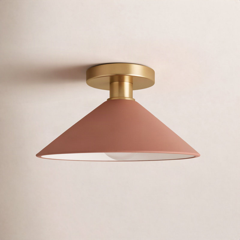 Adaire Dottie Ceramic Semi Flush Mount, Adobe, Polished Brass, Incandescent (Not Included)