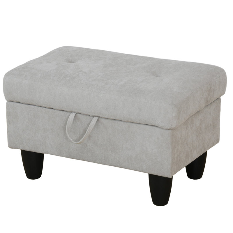 Keevha 28.5''Wide Rectangle Solid Colour Storage Ottoman, White