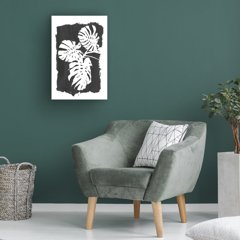 Art sur toile Amini54 Black Monstera Leaves, H 30 po x l 47 po