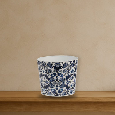 Oriental Blue and White Classic Round Metal Planter