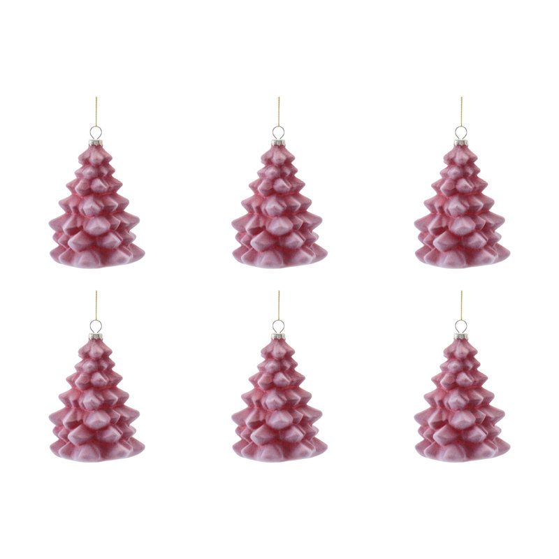 Ornements d'arbre en verre (ensemble de 6), Rouge